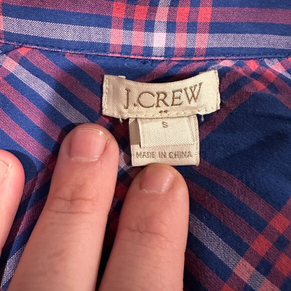 J.Crew Factory Blue & Pink Plaid Long Sleeve Button Down Shirt - Size S - Picture 2 of 5